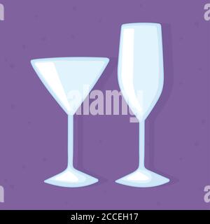 plastic or glass cups bottles mockups, glass cups for drink empty vector illustration Stock Vector