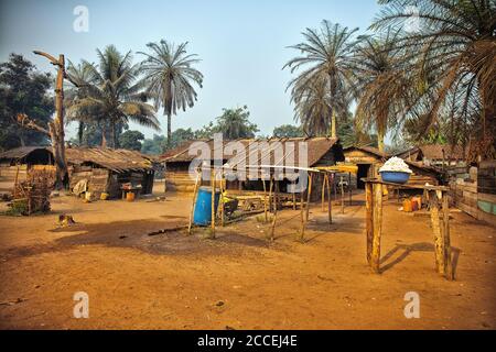 Baka pygmy tribe in Bayanga. Dzanga-Sanha Forest Reserve, Central African Republic Stock Photo