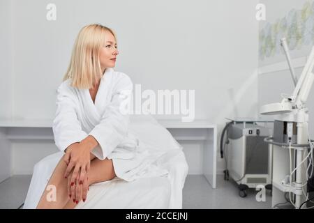 woman making massage for leg femur. Roll Massage machine is a way to shape  the figure. Skin Care, body care concept. modern relax massage equipment  Stock Photo - Alamy