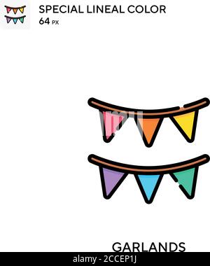 Garlands Special lineal color icon. Illustration symbol design template for web mobile UI element. Stock Vector
