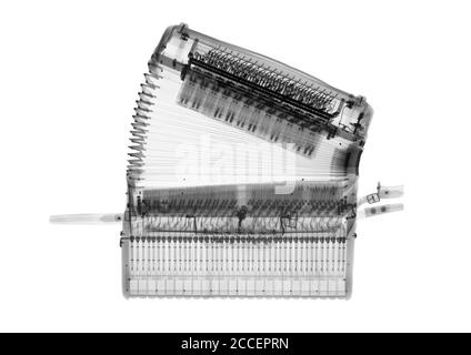 Piano accordion, X-ray Stock Photo