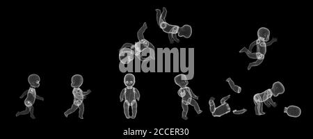 Plastic baby doll toys, X-ray Stock Photo