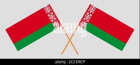 Crossed flags of Belarus. Official colors. Correct proportion. Vector illustration Stock Vector