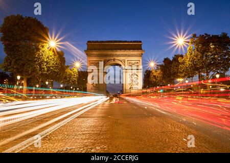 Europe, France, Paris, Arc de Triomphe, Place Charles de Gaulle, Champs Elysees, Stock Photo