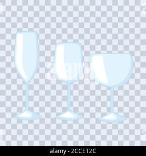 plastic or glass cups bottles mockups, different glass cups for alcohol beverage vector illustration Stock Vector