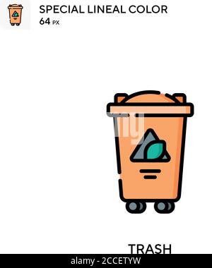 Trash Special lineal color icon. Illustration symbol design template for web mobile UI element. Stock Vector