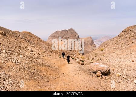 Iran, Isfahan, Two women in the chador on Mount Sofeh Stock Photo