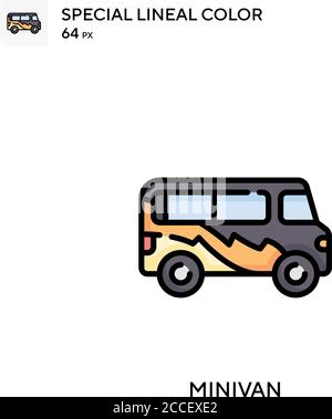 Minivan Special lineal color icon. Illustration symbol design template for web mobile UI element. Stock Vector