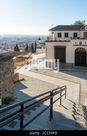 Granada (Spain), Camino del Realejo, stairs to the Alhambra Stock Photo