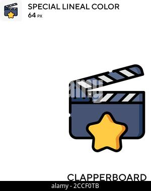 Clapperboard Special lineal color icon. Illustration symbol design template for web mobile UI element. Stock Vector