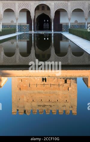 Granada (Spain), Alhambra, Palacios Nazaries, Patio de Arrayanes, Myrtenhof, reflection Stock Photo