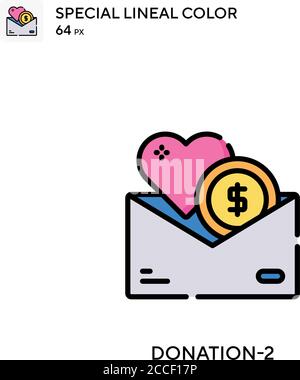 Donation-2 Special lineal color icon. Illustration symbol design template for web mobile UI element. Stock Vector