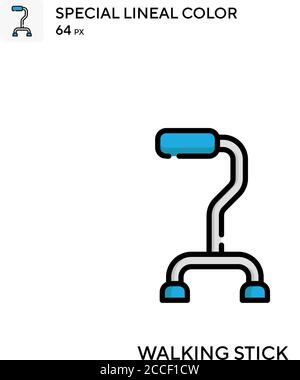 Walking stick Special lineal color vector icon. Walking stick icons for ...