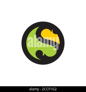 letter s circle negative space curves brand logo Stock Vector