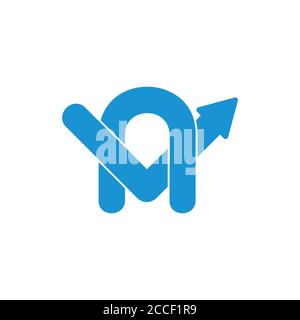 letter n arrow movement overlapping design logo vector Stock Vector
