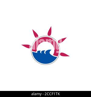simple geometric blue waves circle round logo vector Stock Vector Image ...