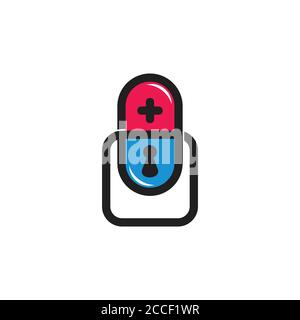 pills health lock symbol vector Stock Vector