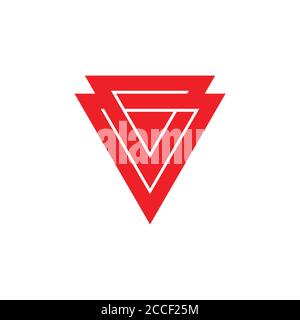 abstract letter v linked triangle arrow geometric logo vector Stock Vector