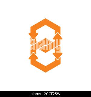 linked circle hexagonal arrows process symbol vector Stock Vector