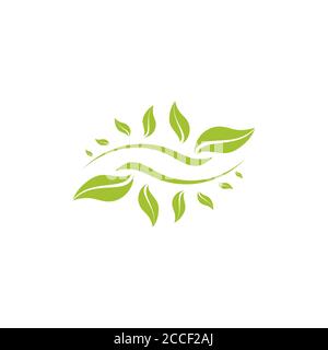 motion leaf wind blow design simple logo vector Stock Vector