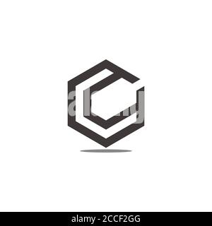 letter c simple shadow geometric hexagonal line logo vector Stock Vector