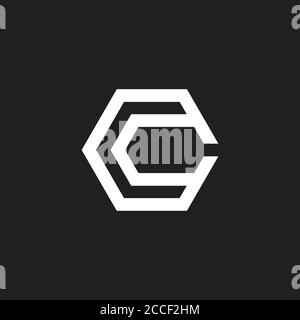 letter c simple geometric hexagonal line logo vector Stock Vector