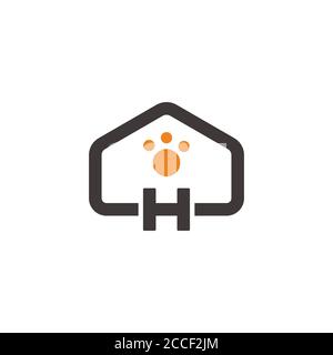 vector of letter h home pet care veterinary symbol logo vector Stock Vector
