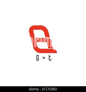 abstract letter gt simple geometric line design logo vector Stock Vector