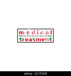 text medical treatment plus symbol logo vector Stock Vector