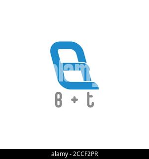 abstract letter bt simple geometric design logo vector Stock Vector