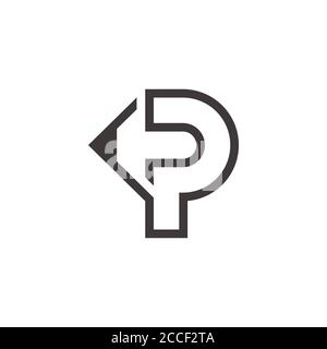 letter p drawing pencil shape geometric line logo vector Stock Vector