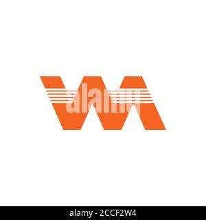 letter wm stripes geometric logo vector Stock Vector