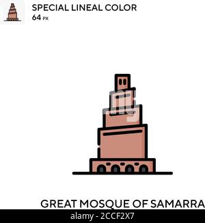 Great mosque of samarra Special lineal color icon. Illustration symbol design template for web mobile UI element. Stock Vector