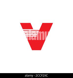 letter v stripes motion geometric logo vector Stock Vector