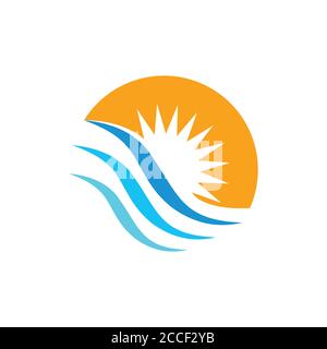 simple geometric sun waves colorful design logo vector Stock Vector