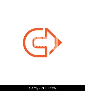 letter c drawing pencil shape geometric line logo vector Stock Vector