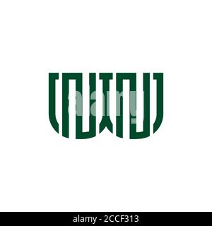 letter wn stripes geometric line logo vector Stock Vector
