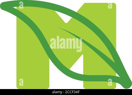 letter m curves leaf geometric logo vector Stock Vector