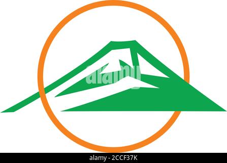 mountain circle sun overlapping colorful logo Stock Vector