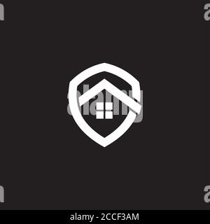 home shield symbol, simple geometric line logo vector Stock Vector