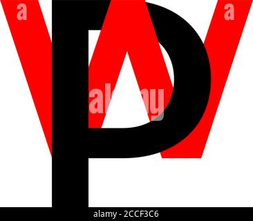 letter wp linked colorful logo vector Stock Vector