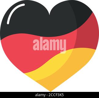 heart with german flag design over white background, flat style, vector illustration Stock Vector