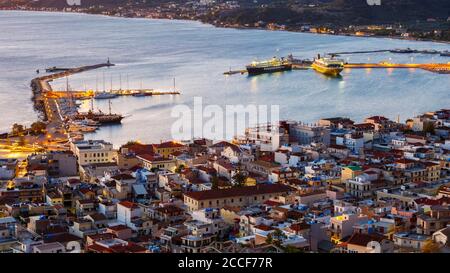 Harbor of Zakynthos town as seen from Bochali view point, Greece. Stock Photo