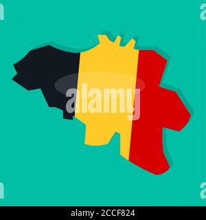 belgium map with belgium national flag inside vector illustration Stock Vector