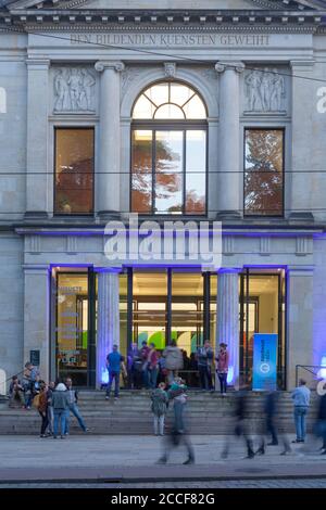 Bremer Kunsthalle in the Wallanlagen at dusk, event Long Night of the Museums, Quarter, Bremen, Germany, Europe Stock Photo