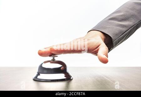 Table bell on a counter Stock Photo