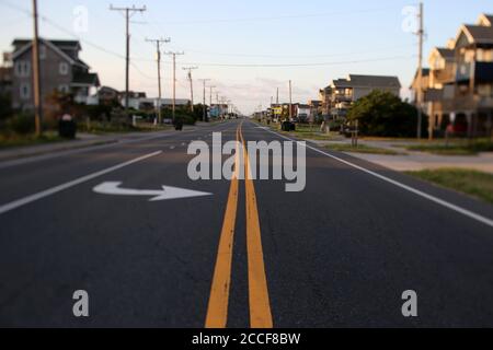 An Empty Street In The Outer Banks Of North Carolina Stock Photo