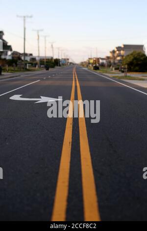 An Empty Street In The Outer Banks Of North Carolina Stock Photo