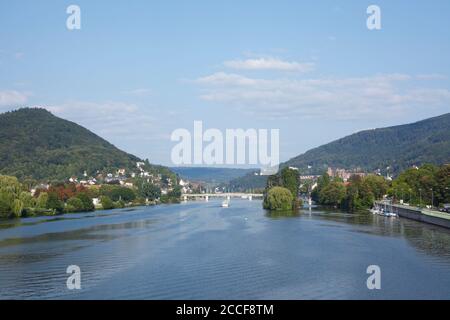 Neckar, left Neuenheim district, right old town, Heidelberg, Baden-Württemberg, Germany, Europe Stock Photo