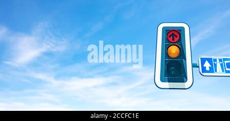 Traffic lights on red and yellow Stock Photo